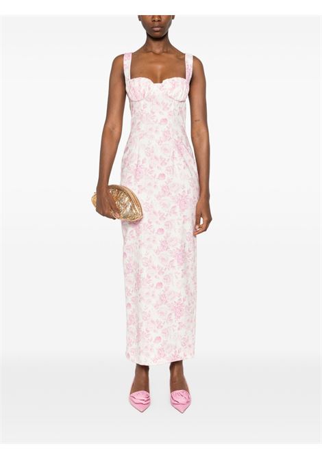 White and pink rose-print maxi dress Rowen rose - women ROWEN ROSE | RR389WHTPNK